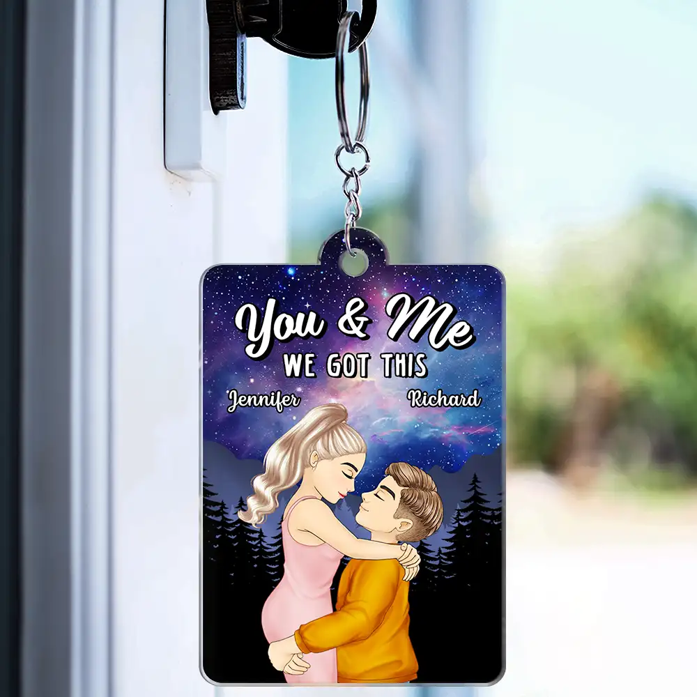 Cartoon Kissing When It All Began Calendar - Personalized Acrylic Keychain