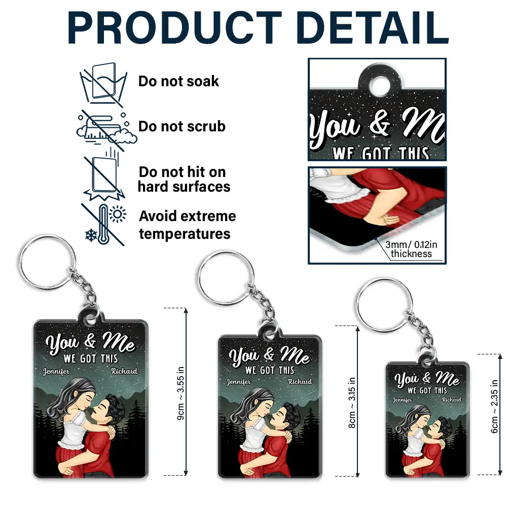 Cartoon Kissing When It All Began Calendar - Personalized Acrylic Keychain