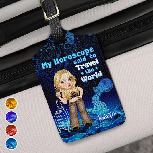 Y2K Zodiac Travel The World - Personalized Luggage Tag