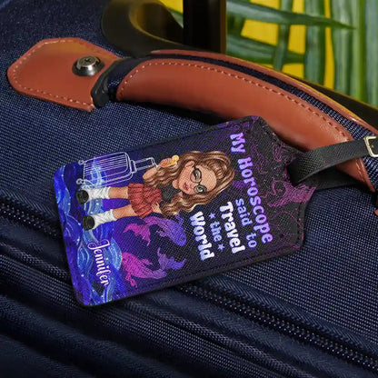 Y2K Zodiac Travel The World - Personalized Luggage Tag
