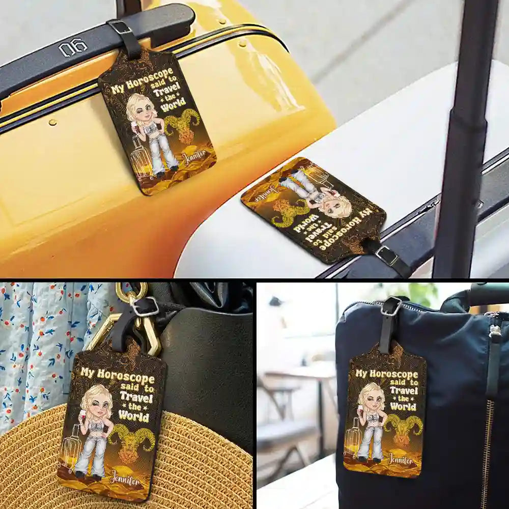 Y2K Zodiac Travel The World - Personalized Luggage Tag