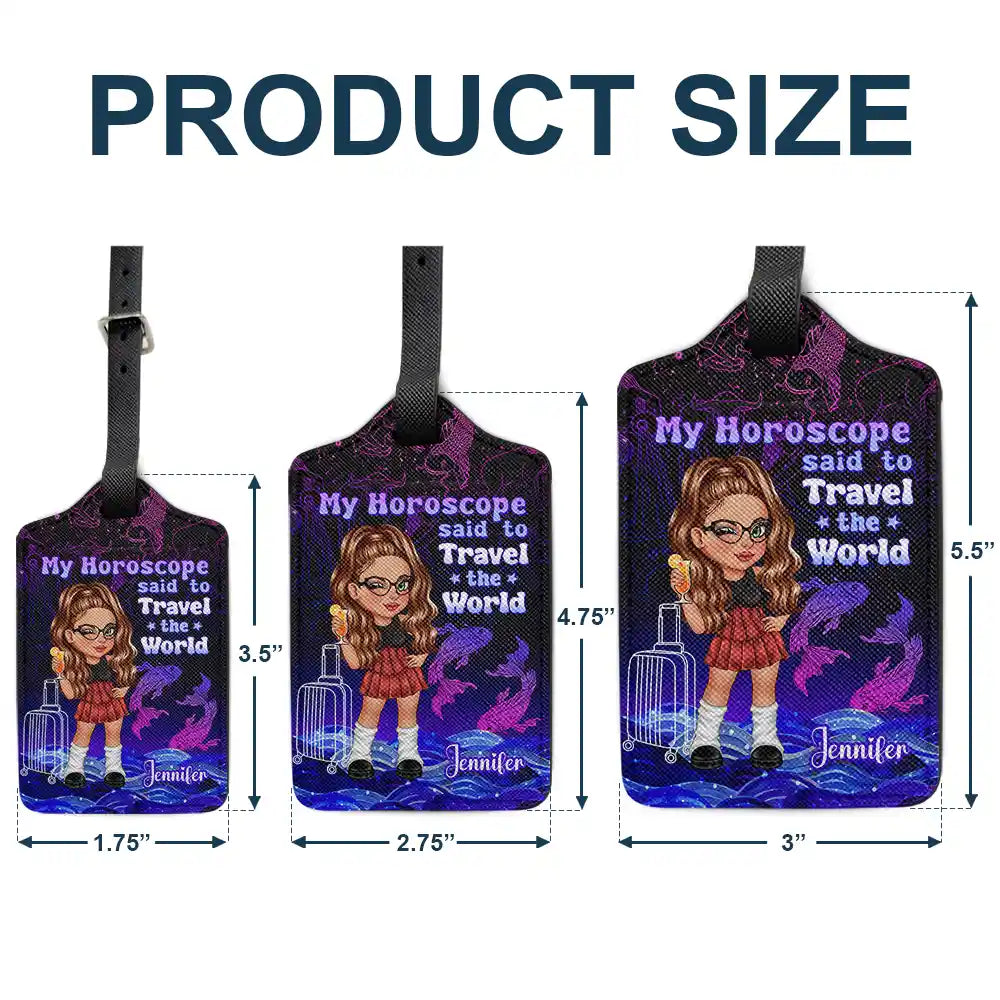 Y2K Zodiac Travel The World - Personalized Luggage Tag