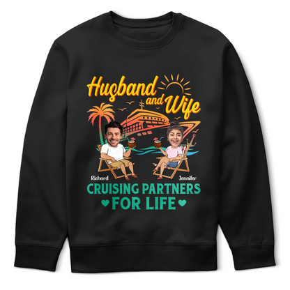 Custom Photo Couple Cruising Partners For Life - Personalized T Shirt