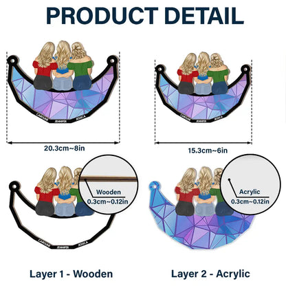 Besties Friends Sisters Hugging - Personalized Window Hanging Suncatcher Ornament