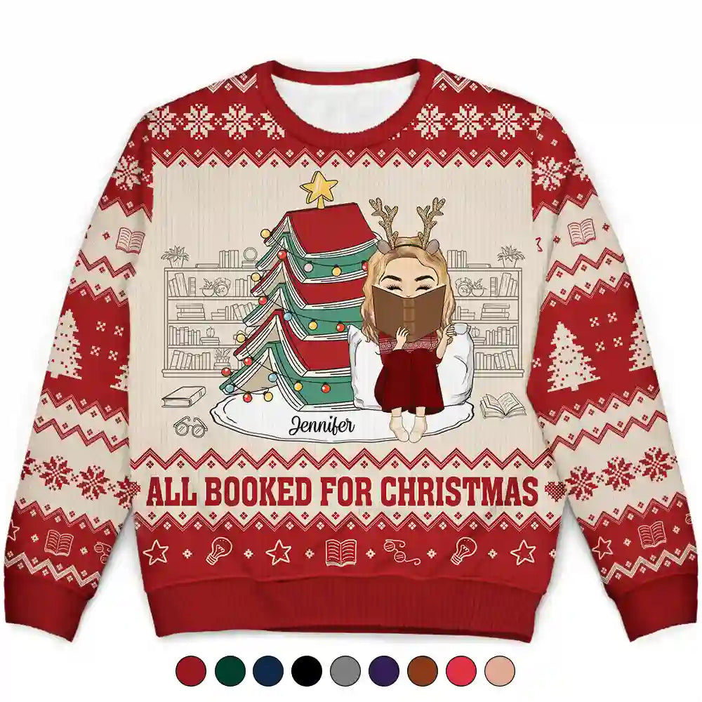 All Booked For Christmas - Personalized Unisex Ugly Sweater