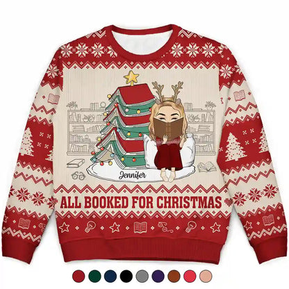 All Booked For Christmas - Personalized Unisex Ugly Sweater