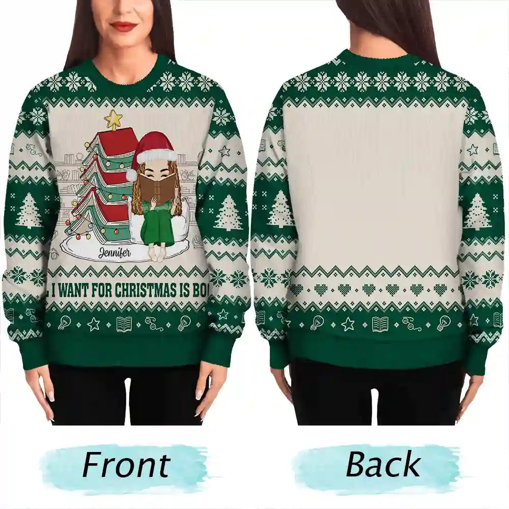 All Booked For Christmas - Personalized Unisex Ugly Sweater