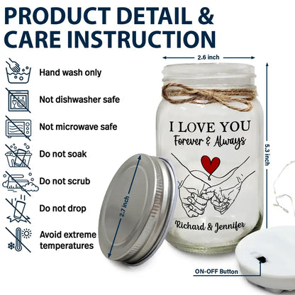 I Love You Forever & Always - Personalized Mason Jar Light