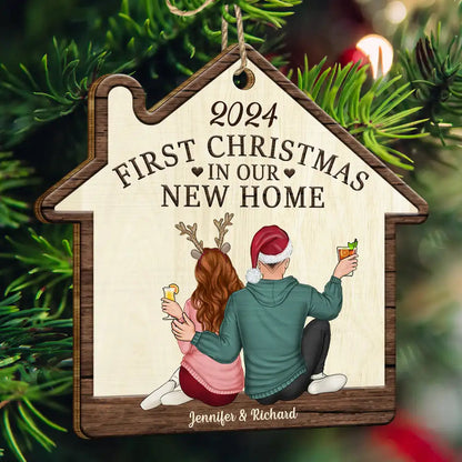 First Christmas In Our New Home - Personalized Custom Shaped Wooden Ornament