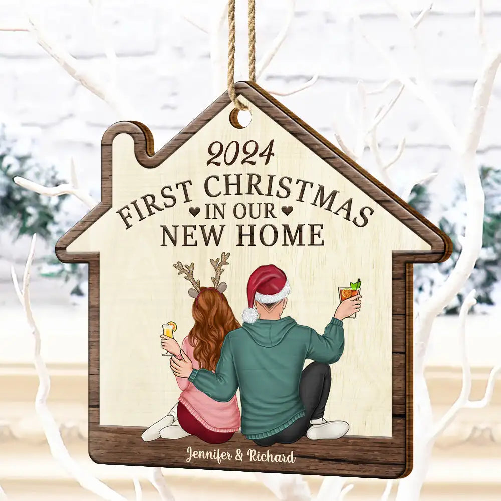 First Christmas In Our New Home - Personalized Custom Shaped Wooden Ornament