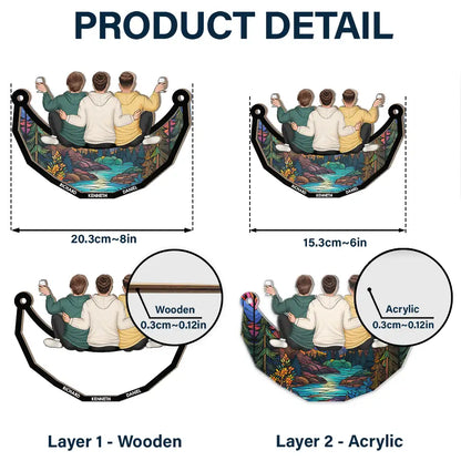 Besties Friends Brothers Sisters Sitting On The Moon - Personalized Window Hanging Suncatcher Ornament