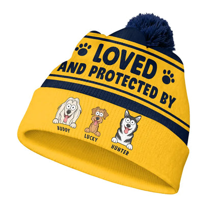 Loved & Protected By Dog - Personalized Bobble Beanie Hat