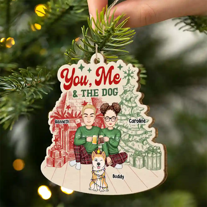 You, Me And The Dogs - Personalized Custom Shaped Wooden Ornament