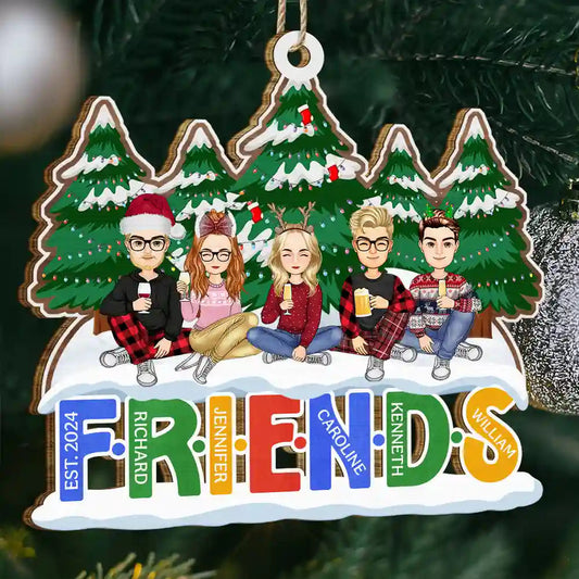 Christmas Friends Always Better Together - Personalized Wooden Cutout Ornament