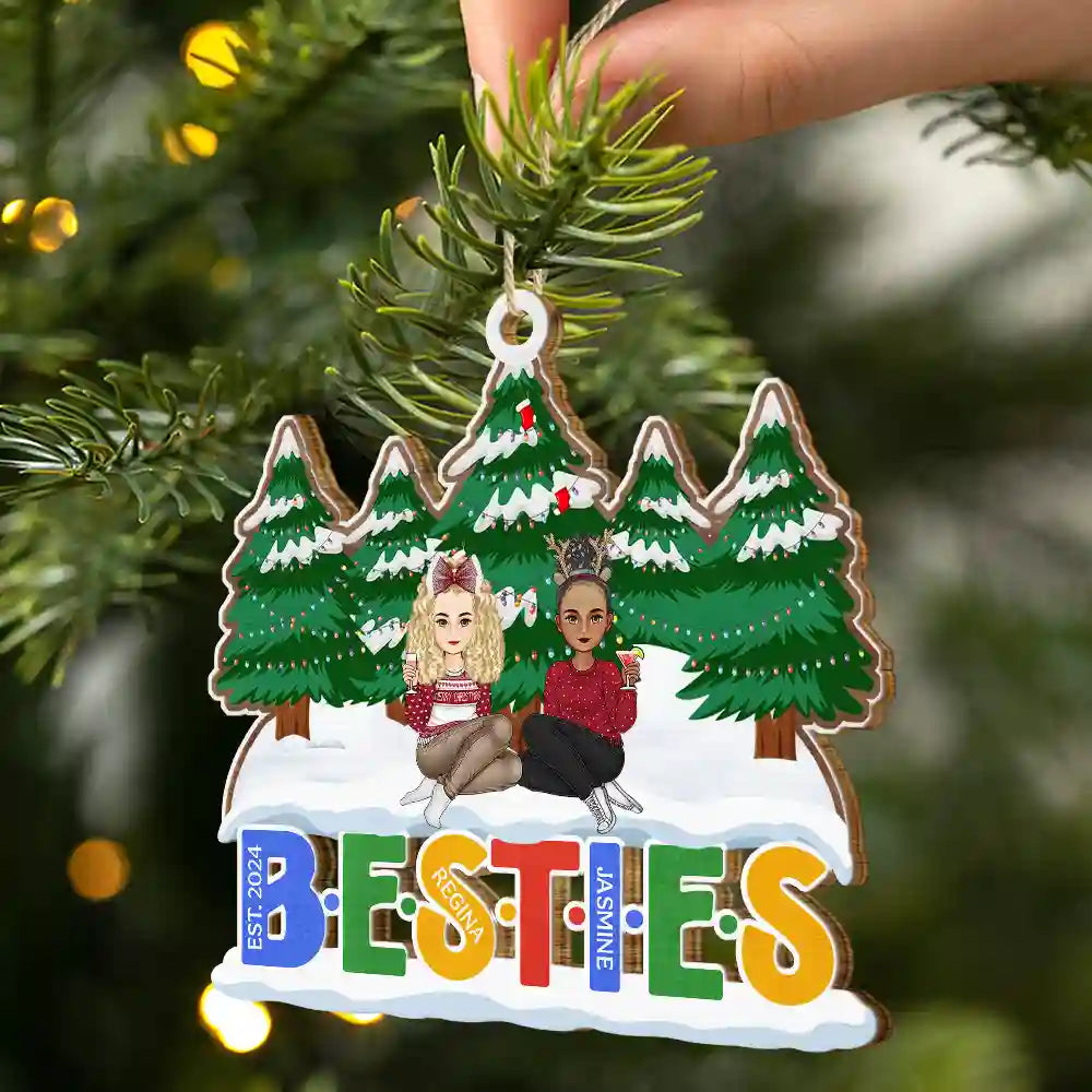 Christmas Friends Always Better Together - Personalized Wooden Cutout Ornament