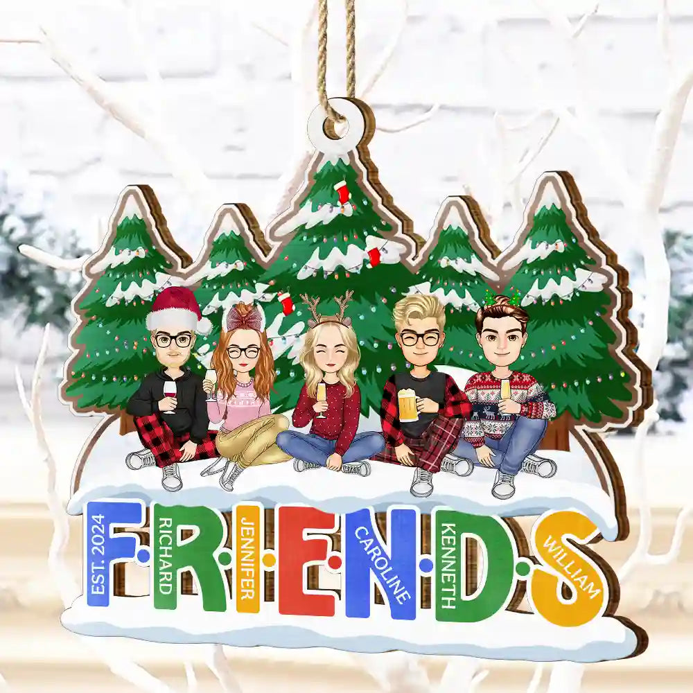 Christmas Friends Always Better Together - Personalized Wooden Cutout Ornament