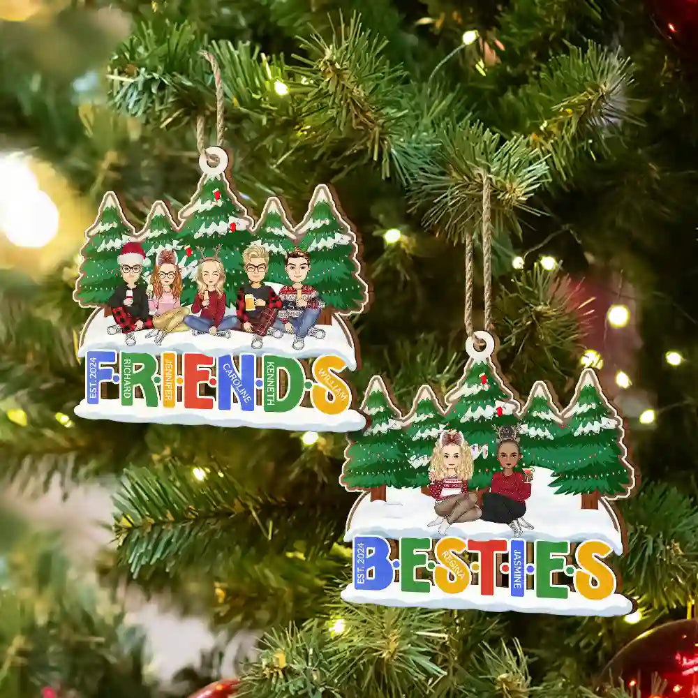 Christmas Friends Always Better Together - Personalized Wooden Cutout Ornament