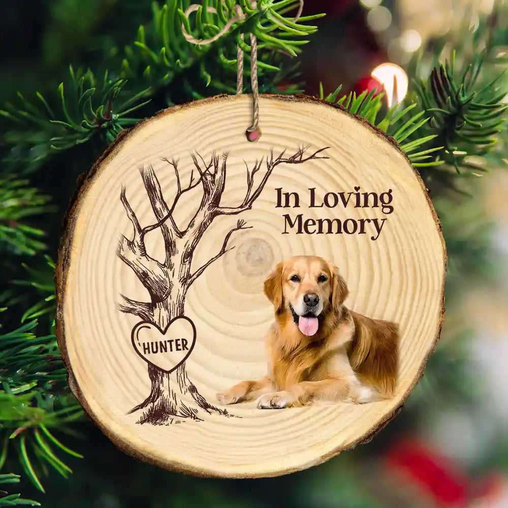 Custom Photo Forever In Our Hearts - Personalized Wood Slice Ornament