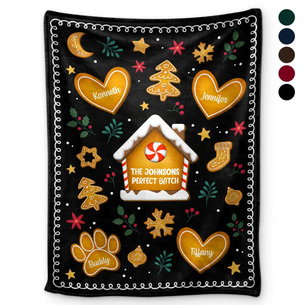 Gingerbread Cookie Family Perfect Batch - Personalized Fleece Blanket, Sherpa Blanket