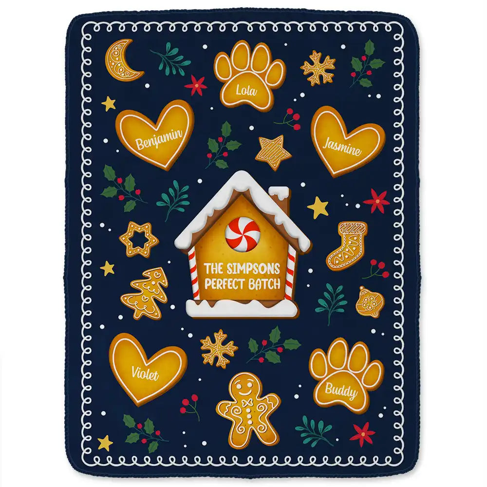 Gingerbread Cookie Family Perfect Batch - Personalized Fleece Blanket, Sherpa Blanket