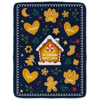 Gingerbread Cookie Family Perfect Batch - Personalized Fleece Blanket, Sherpa Blanket