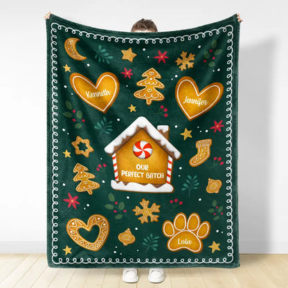 Gingerbread Cookie Family Perfect Batch - Personalized Fleece Blanket, Sherpa Blanket