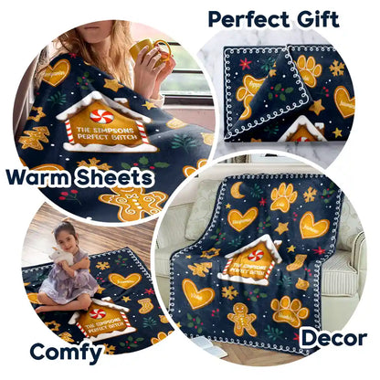 Gingerbread Cookie Family Perfect Batch - Personalized Fleece Blanket, Sherpa Blanket