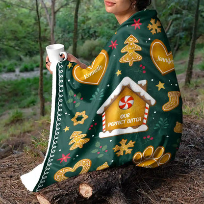 Gingerbread Cookie Family Perfect Batch - Personalized Fleece Blanket, Sherpa Blanket