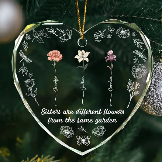 Birth Flower Sisters Are Different Flowers - Personalized Acrylic Ornament