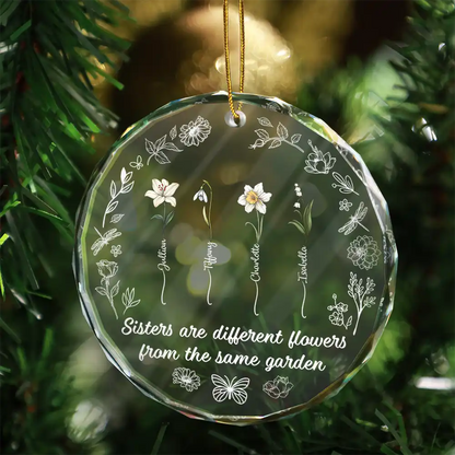 Birth Flower Sisters Are Different Flowers - Personalized Acrylic Ornament