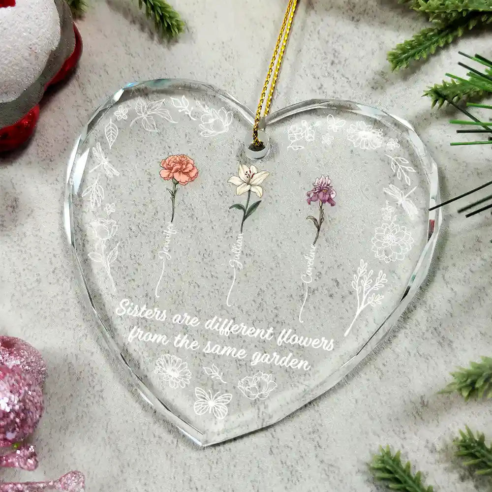 Birth Flower Sisters Are Different Flowers - Personalized Acrylic Ornament