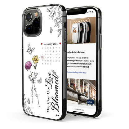 Birth Flowers With Calendar Our Love Bloomed - Personalized Clear Phone Case