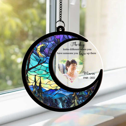 The Sky Looks Different Personalized Window Hanging Memorial Suncatcher, Sympathy Gift