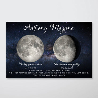 Lost Loved One Moon Phase Art Memorial Sympathy Gift Personalized Poster