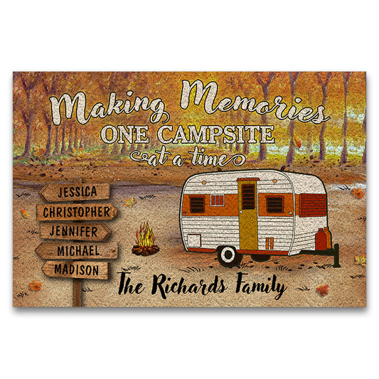 Fall Camping Making Memories One Campsite At A Time - Personalized Custom Doormat