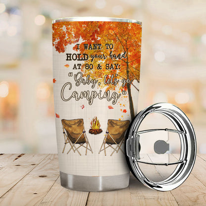 Fall Camping Old Couple Baby Let's Go Camping - Gift For Couple - Personalized Custom Tumbler