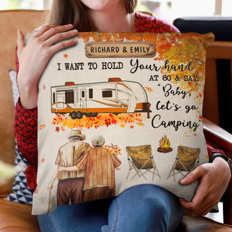 Fall Camping Old Couple Let's Go Camping - Personalized Custom Pillow
