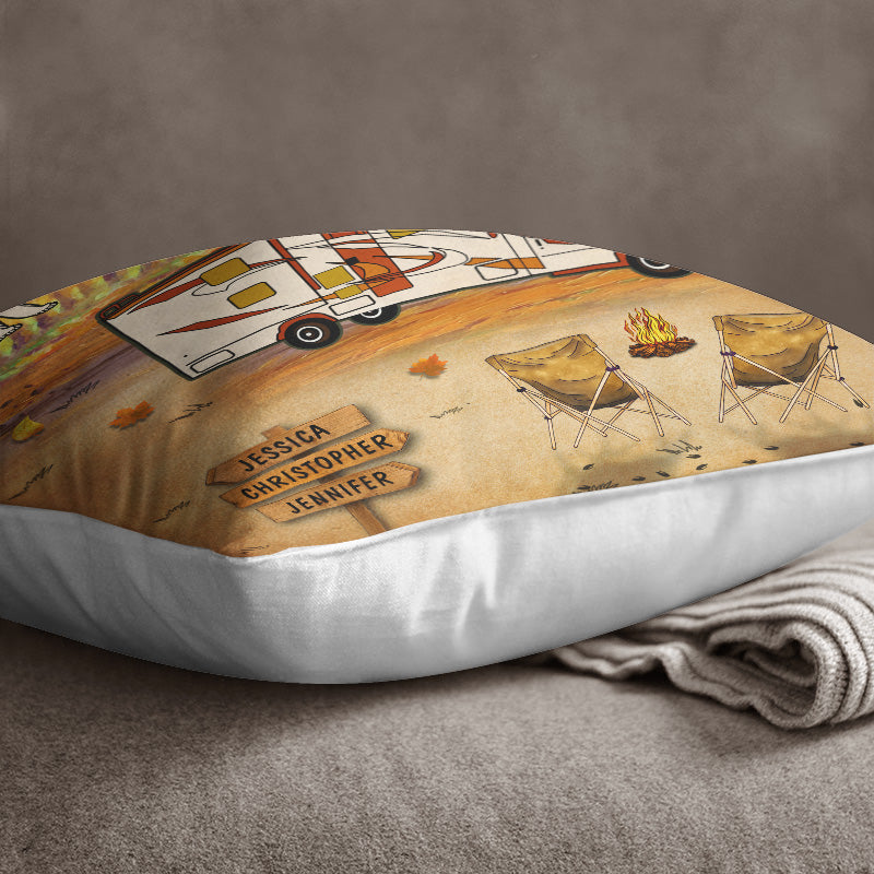 Fall Camping Welcome Our Rolling Estate - Personalized Custom Pillow