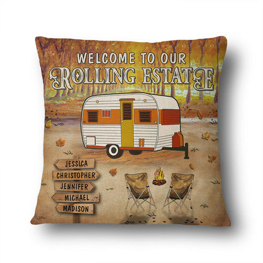 Fall Camping Welcome Our Rolling Estate - Personalized Custom Pillow