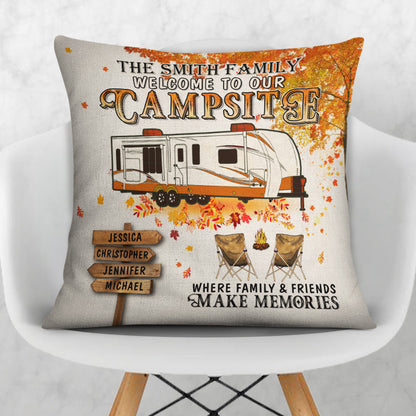 Fall Camping Welcome To Our Campsite Custom Pillow