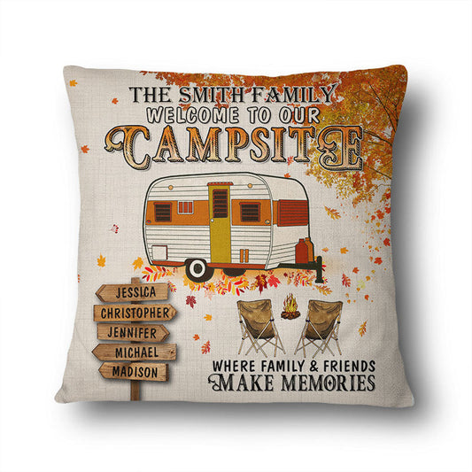 Fall Camping Welcome To Our Campsite Custom Pillow