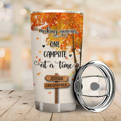 Fall Camping Young Couple Making Memories - Personalized Custom Tumbler