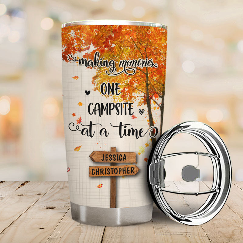 Fall Camping Young Couple Making Memories - Personalized Custom Tumbler