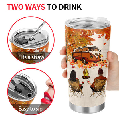 Fall Camping Young Couple Making Memories - Personalized Custom Tumbler