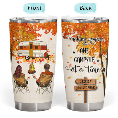 Fall Camping Young Couple Making Memories - Personalized Custom Tumbler