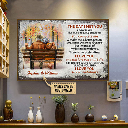 Fall Old Couple The Day I Met You Custom Poster, Personalized Fall Couple Wall Art, Couple Gift