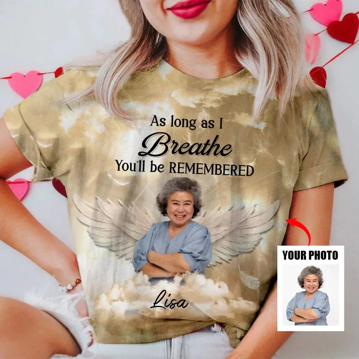 Family - A Big Piece Of My Heart Lives In Heaven - Personalized T-Shirt(NV) Shirts & Tops The Next Custom Gift