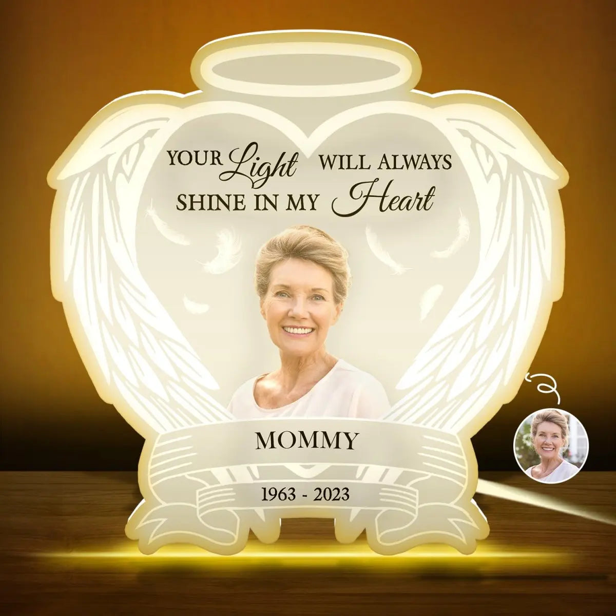 Family - Always Shine In My Heart - Personalized Shaped Photo Light Box (LH) Frame Light Box The Next Custom Gift