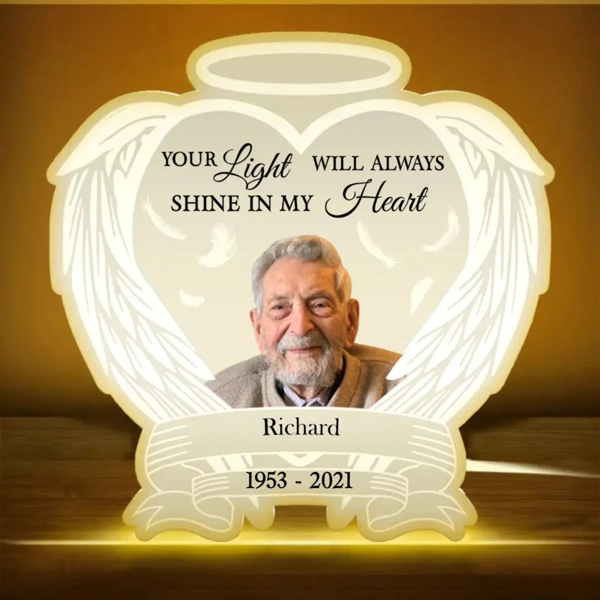 Family - Always Shine In My Heart - Personalized Shaped Photo Light Box (LH) Frame Light Box The Next Custom Gift