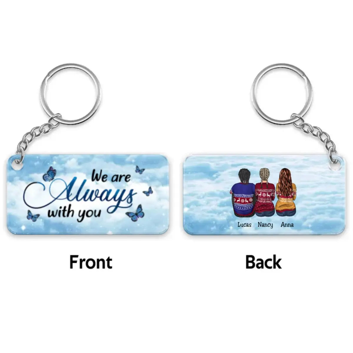 Family - Always With You Sky Family Members Grandma Grandpa Dad Mom Kids Memorial Personalized Acrylic Keychain Keychain The Next Custom Gift